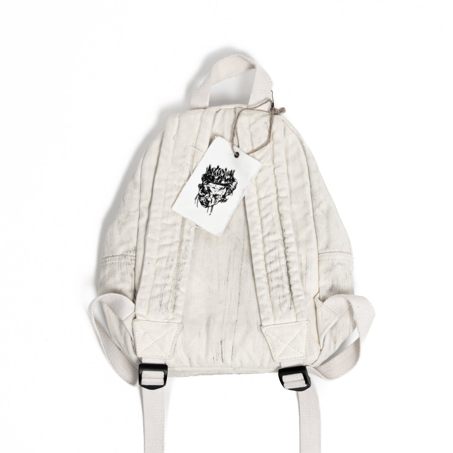 Rivets Backpack - White, Hand Finished