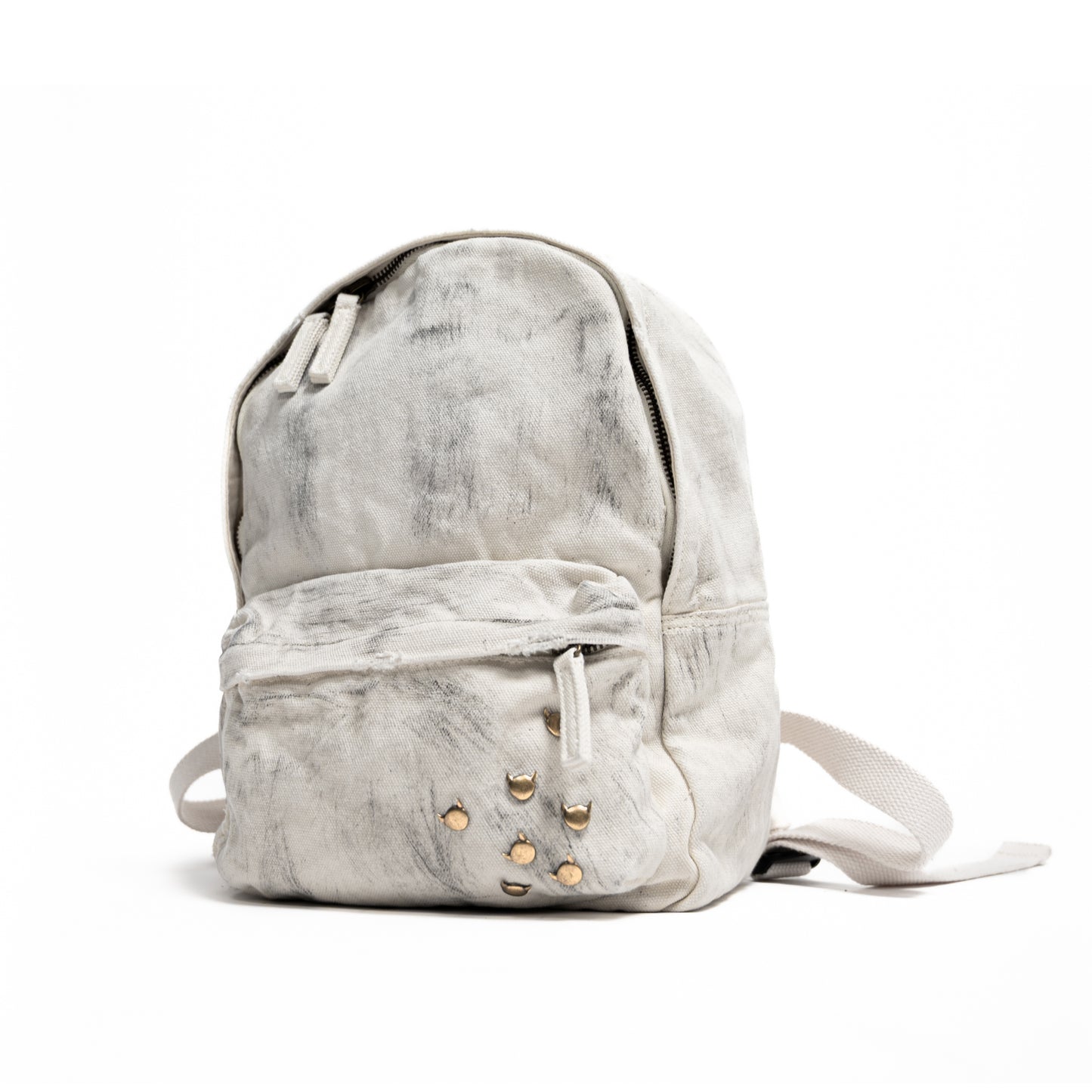 Rivets Backpack - White, Hand Finished