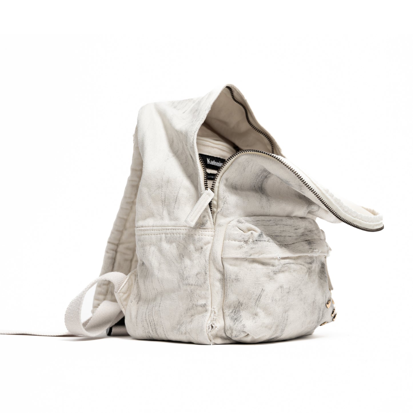 Rivets Backpack - White, Hand Finished