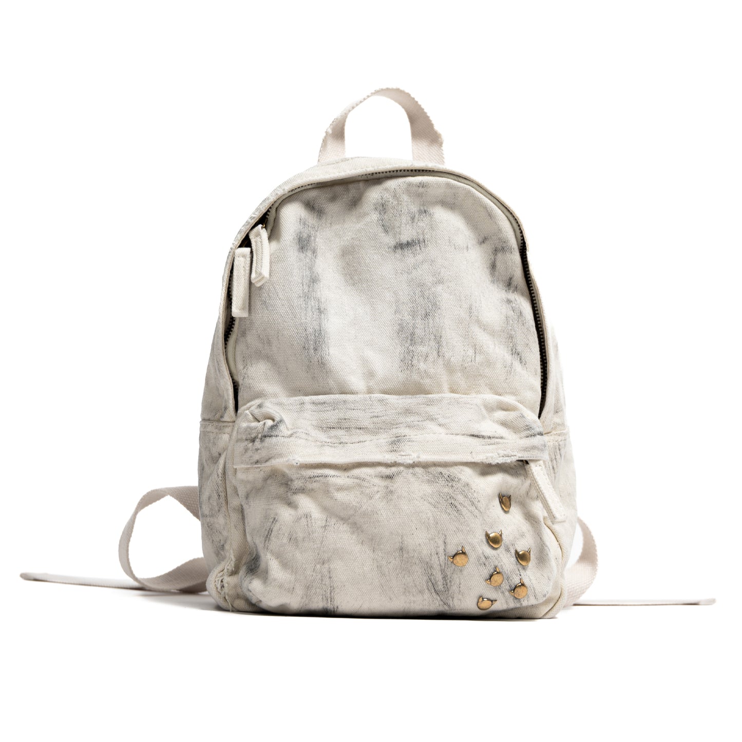 Rivets Backpack - White, Hand Finished