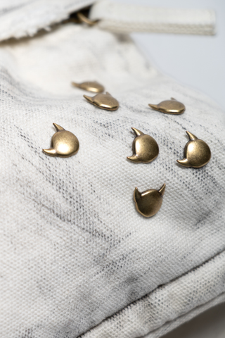 Rivets Backpack - White Hand Finished