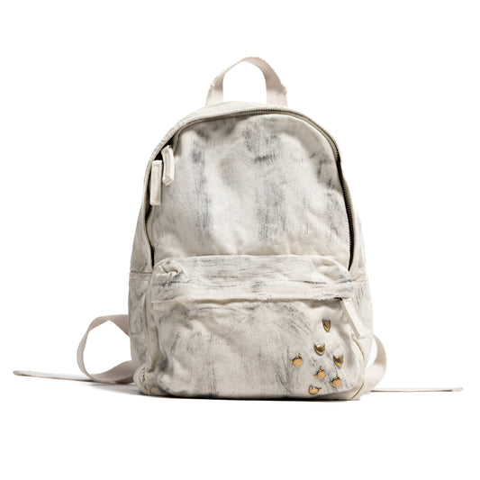 Rivets Backpack - White, Hand Finished
