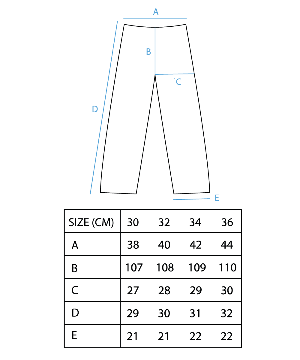 Size Chart for Cutoff Jean