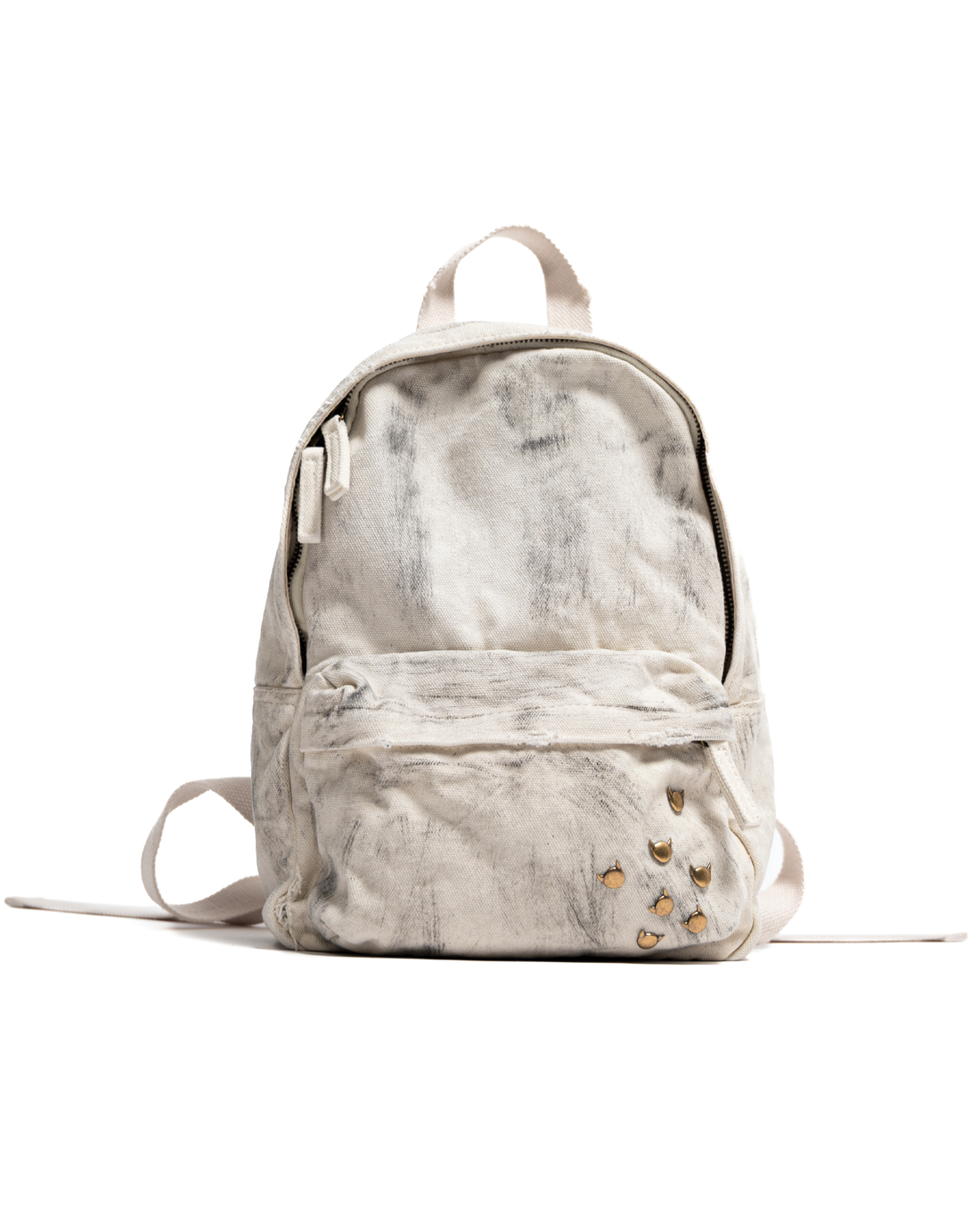 Rivets Backpack - White Hand Finished